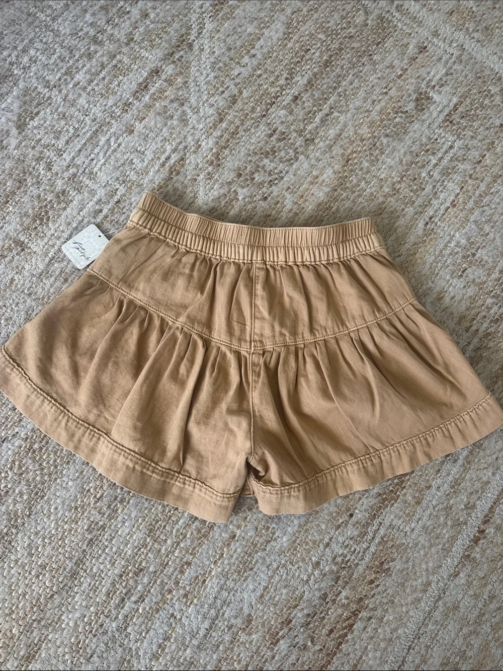 Free People Camel High-Waist Button Front Shorts - Picture 3 of 4